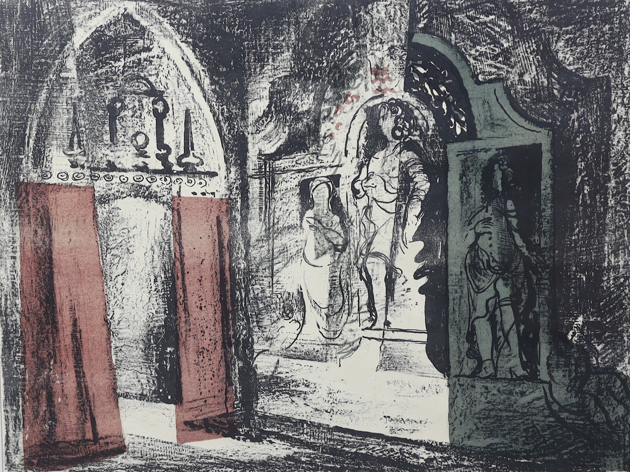 John Piper (English, 1903-1992), Yarnton Monument, Oxon (Levinson 70), coloured lithograph, 40.5 x 51cm